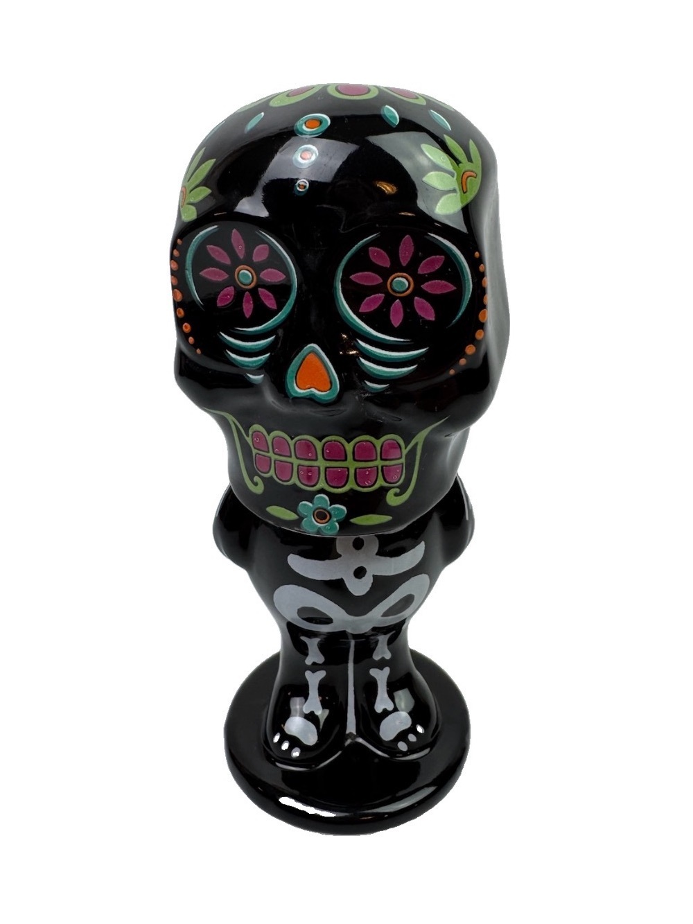 Ceramic Sugar Skull Day Of The Dead 6” Bobble Head Figurine Ceramic Halloween